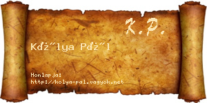 Kólya Pál névjegykártya